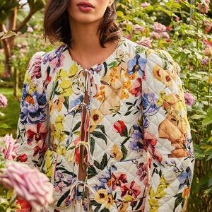 NWT FARM Rio Multicolor Floral Bomber Jacket Size M